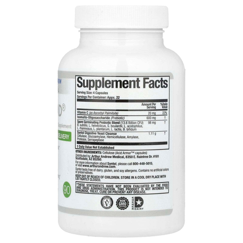 Arthur Andrew Medical, Syntol AMD, Advanced Microflora Delivery, средство для здоровой микрофлоры, 500 мг, 90 капсул
