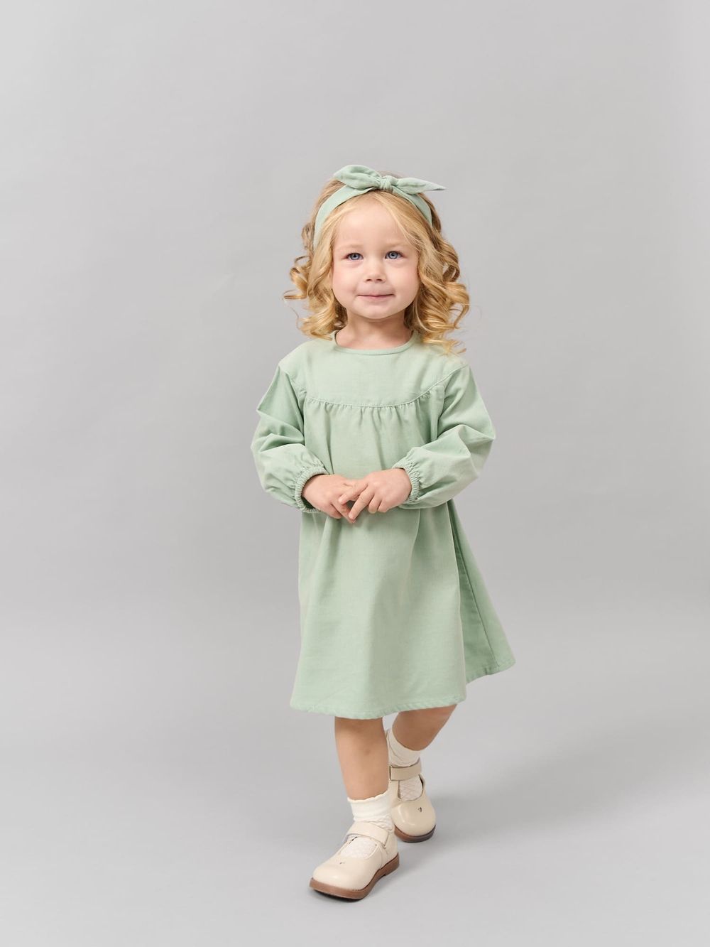 Платье вельветовое "Шалфей" 0+