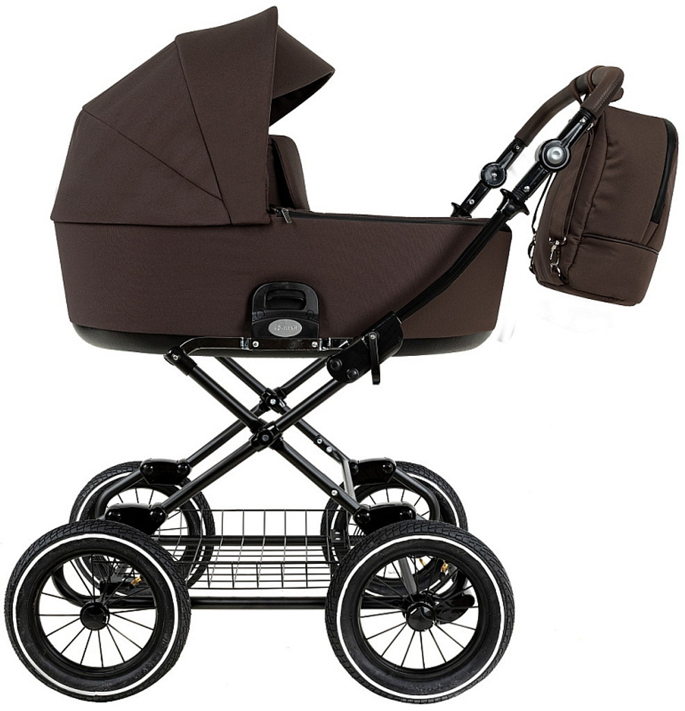 Детская коляска Roan Bass Next Classic d12 2.0 3 в 1 с автокреслом Tutis Elo Lux EduSky Black BNC/83/2 Turkish Coffe/Black/руч.Cappuccino