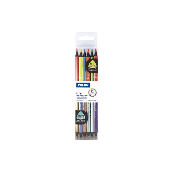 Rəngli karandaş \ Цветные карандаши \Box 6 bıcolour pencıls fluo-metal