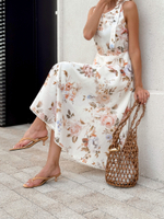 Платье из вискозы и льна в цветочный принт