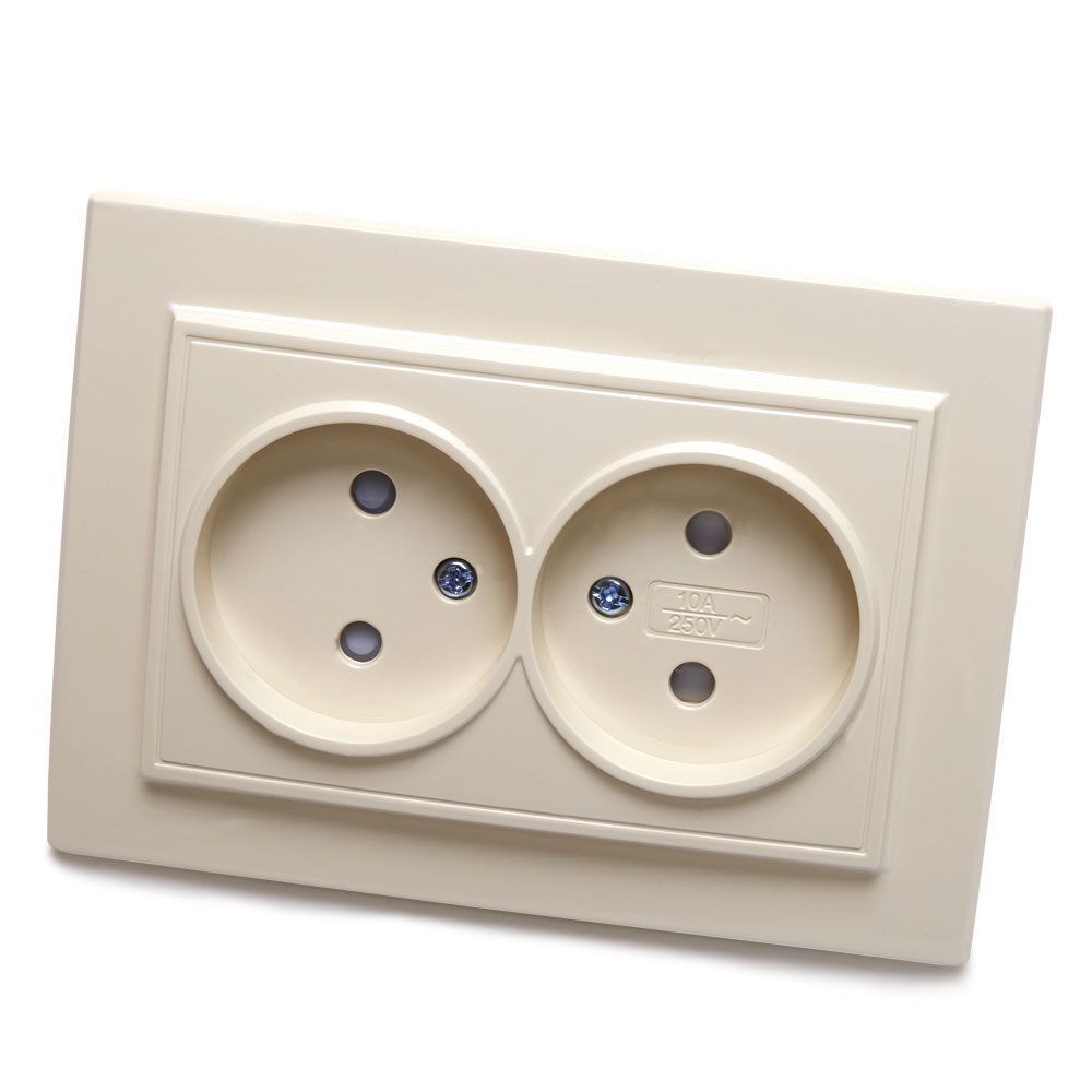 Розетка ЭРНА 2-местная слоновая кость б/з 250В 10А PST10-9013-02