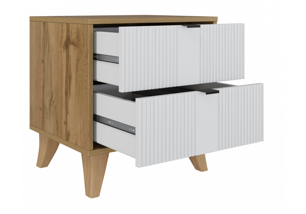 Тумба прикроватная Woodville Лорена дуб вотан, белый