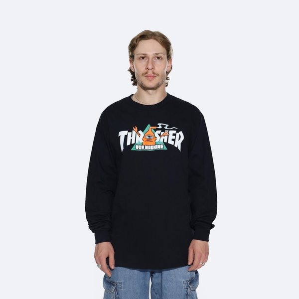Лонгслив Thrasher x Toy Machine Vortex L/S (black) артикул: - купить в магазине Дайс