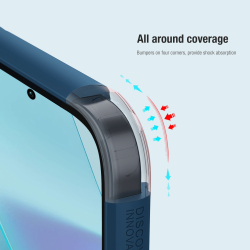 Усиленный противоударный чехол синего цвета от Nillkin для Xiaomi Redmi Note 13 Pro+ Плюс, серия Super Frosted Shield Pro