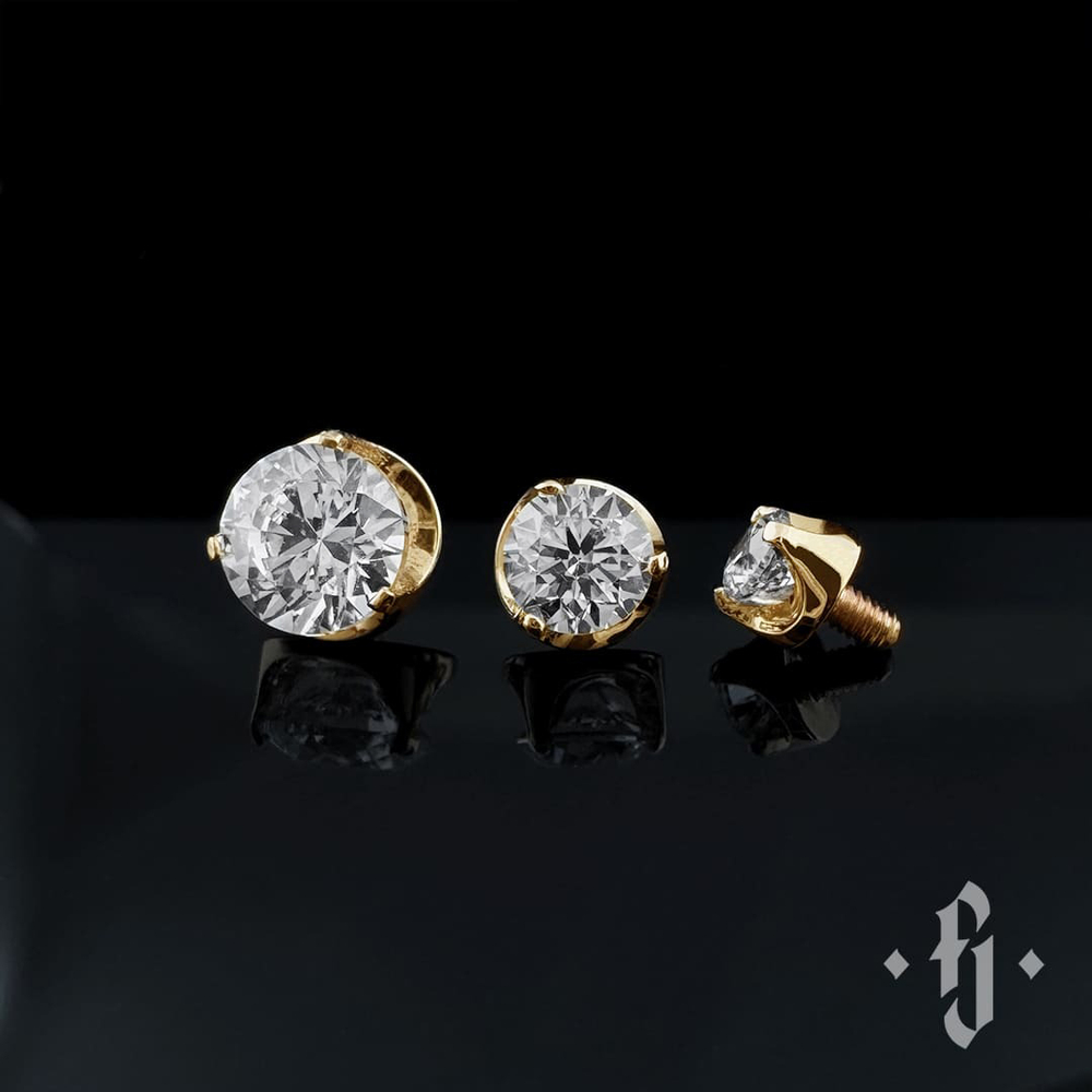 Накрутка "Cubic Flat" - Желтое золото - White CZ