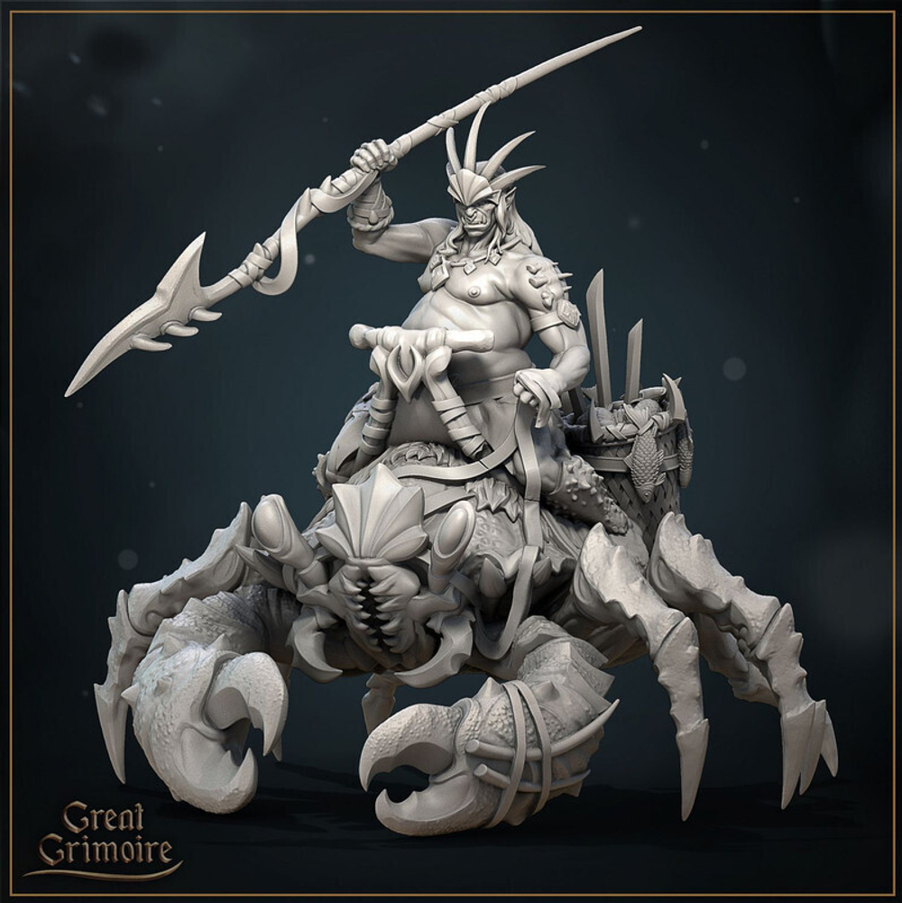 Орк Король на Крабе Vanguard: Idoneth Deepkin миниатюра для dnd, днд, pathfinder, фентези, Настольная игра, НРИ, Варгейм, РПГ