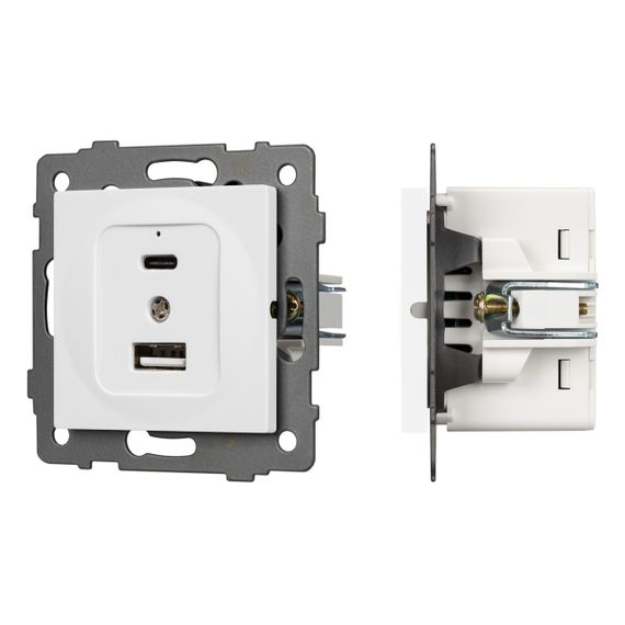 Механизм USB розетки SCT-MUAC-PL-WH-V (5V, 3A, QC4) Arlight 049839
