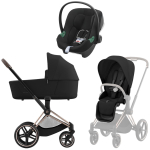 Коляска 3 в 1 Cybex Priam IV Rosegold complete и автокресло Aton B2 i-Size Volcano Black Sepia Black