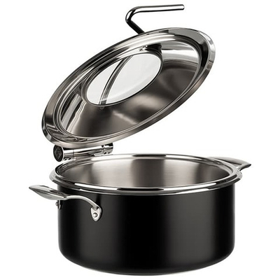 Мармит-кастрюля;сталь нерж.,стекло;4л;D=30,5,H=17,5см;черный (Цвет: черный)