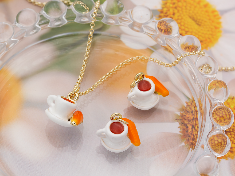 Подвеска "Кофе с круассаном" 11мм, эмаль