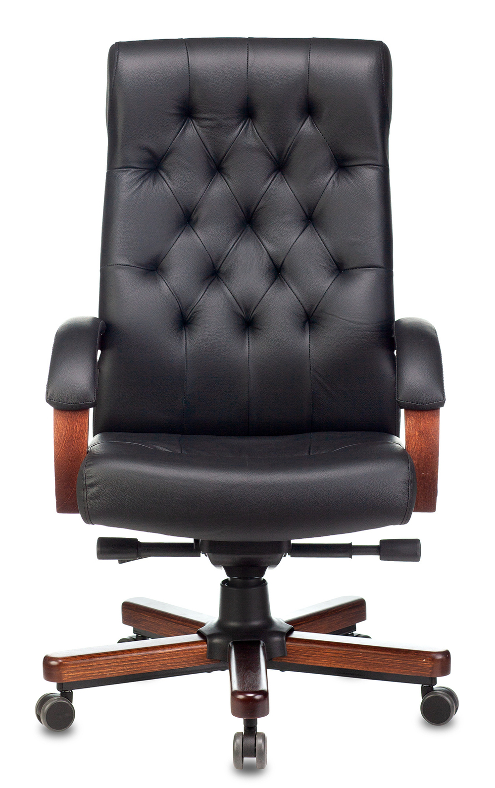 Кресло руководителя Бюрократ T-9928WALNUT, черный, кожа, высок. спинка