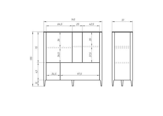 Шкаф Type 3 двери 2 ящика высота 135 см (серо-бежевый)