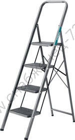 СИБИН 4 ступени, 95 см, c широкими обрезиненными ступенями, стальная, стремянка (38807-04)
