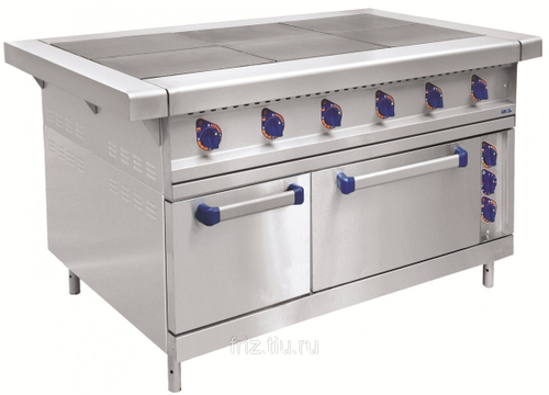 Плита электрическая шестиконфорочная с жарочным шкафом Abat ЭП-6ЖШ-К-2/1 (нержавеющая сталь)