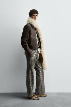 ZARA HARRY LAMBERT X DISNEY КОЖАНАЯ КУРТКА, ТЕМНО-КОРИЧНЕВЫЙ