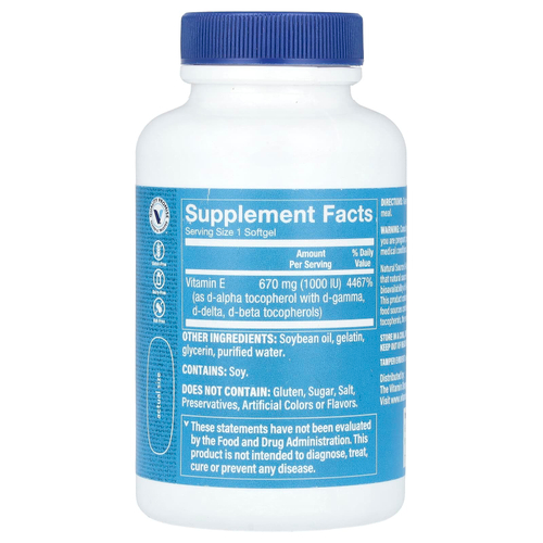 The Vitamin Shoppe, Витамин E, 670 мг (1000 МЕ), 60 мягких таблеток