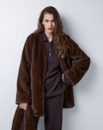 Поло объемного кроя из смесового кашемира шоколадный