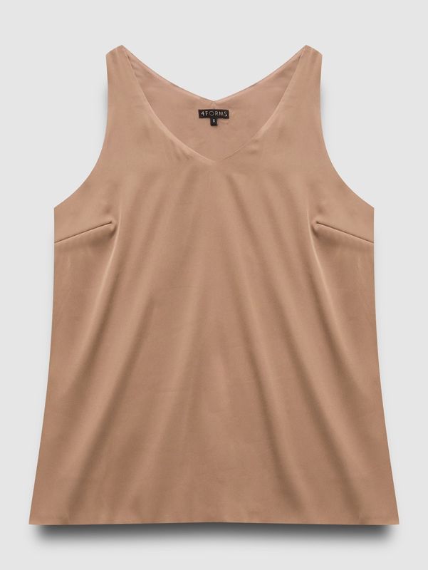 Топ двухслойный на широких бретелях, бежевый