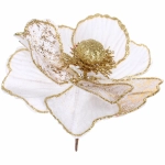 Украшение новогоднее «Пуансеттия - Нежность» 15 см, Белый/Золото