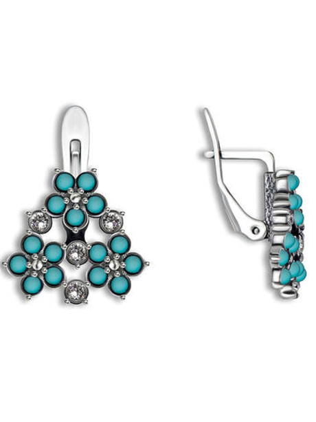 "Антина" серьги в серебряном покрытии из коллекции "Бирюзовый сад" от Jenavi  с английским замком