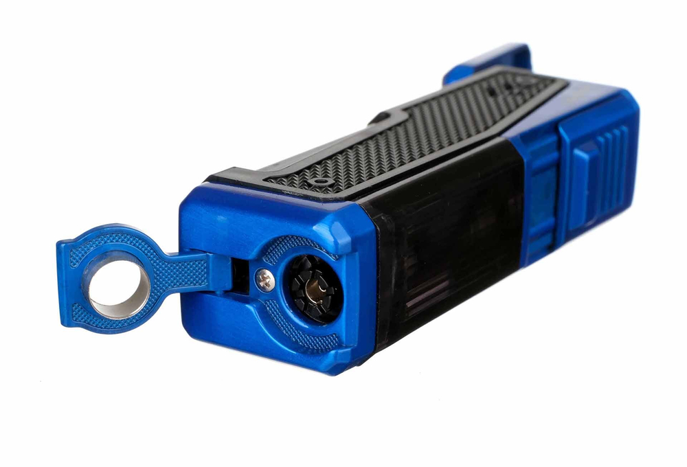 Зажигалка сигарная Honest, четверное пламя, с пробойником и сигарным ложементом, синяя 778-Blue