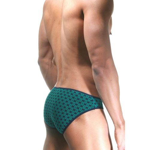 Мужские трусы слипы изумрудные с принтом DARKZONE DZN6520