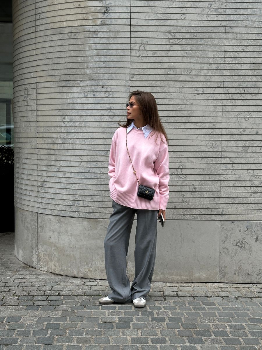 Джемпер из шерсти мериноса розовый