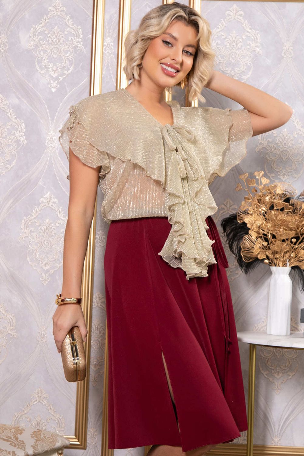 Платье Анхела (бежево-бордовое) П14753-39М LT Collection