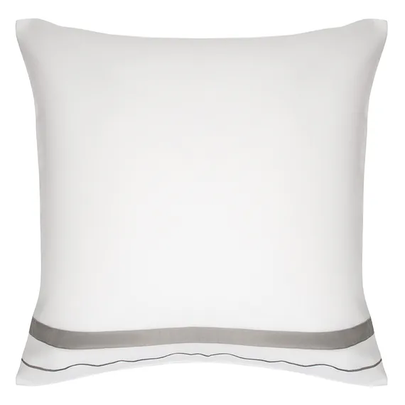 Набор из двух наволочек из сатина белого цвета с серым кантом Essential, 70х70 см