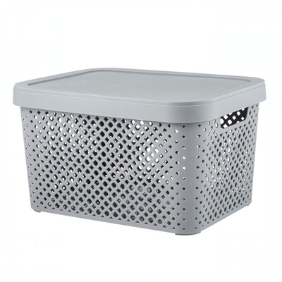 Корзина для хранения Plast Team STOCKHOLM, с крышкой 15 л серый шторм