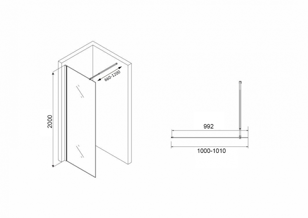 Душевая перегородка ABBER Immer Offen AG61101R8