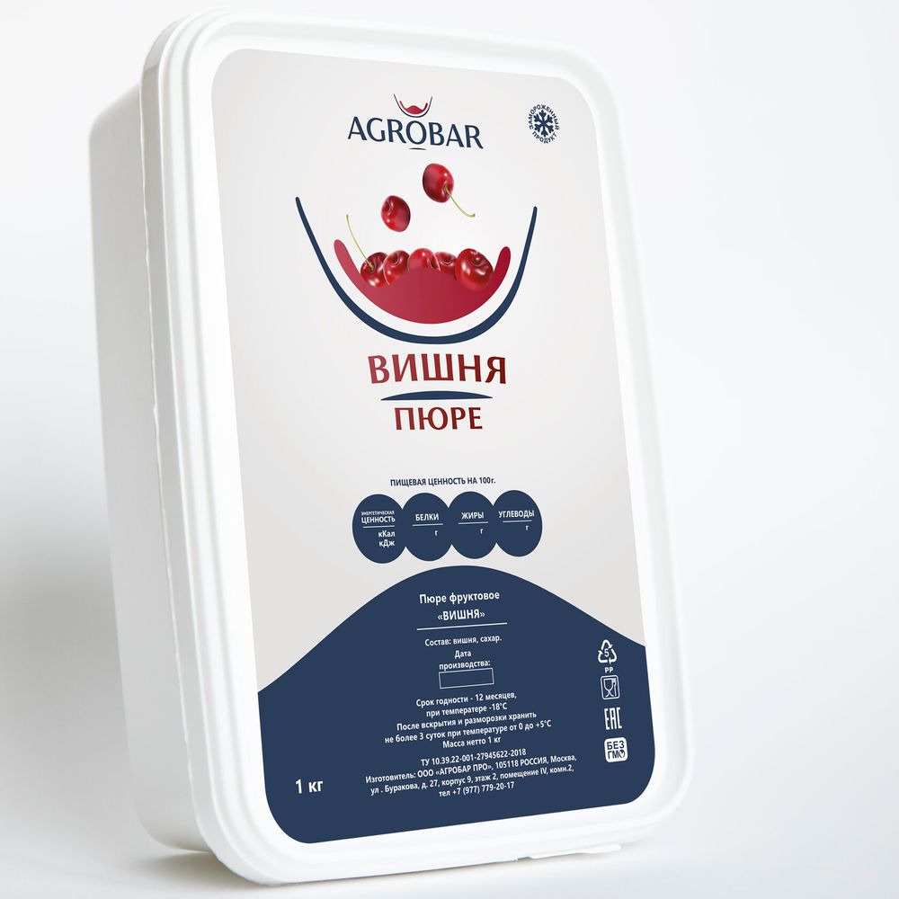 ПЮРЕ АГРОБАР ВИШНЯ 10% сахара Россия, 250 грамм.