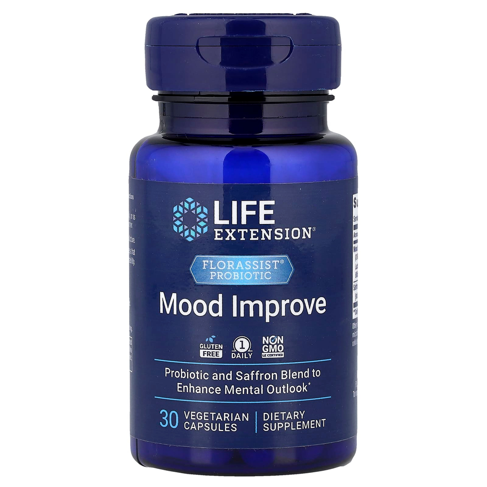 Life Extension, FLORASSIST®, пробиотик, для улучшения настроения, 30 вегетарианских капсул