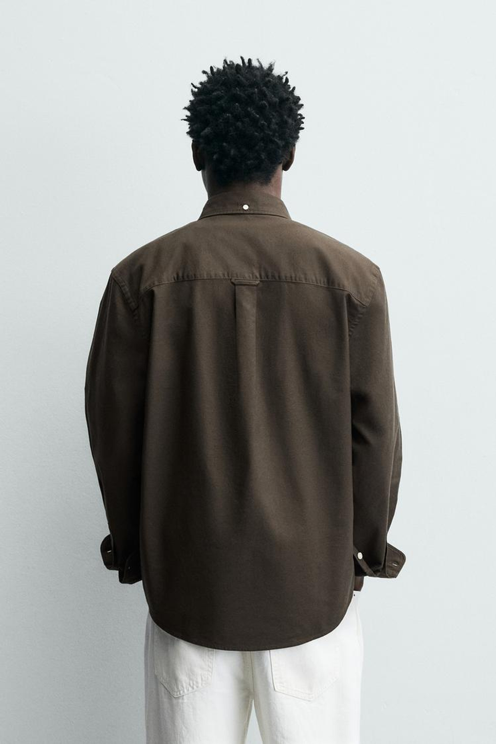 ZARA РУБАШКА С ФАКТУРНОЙ ОТДЕЛКОЙ, КОРИЧНЕВЫЙ