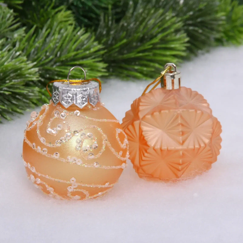 Набор шаров 6 см «Зима - искусница» (в наборе 12 шт), Янтарь