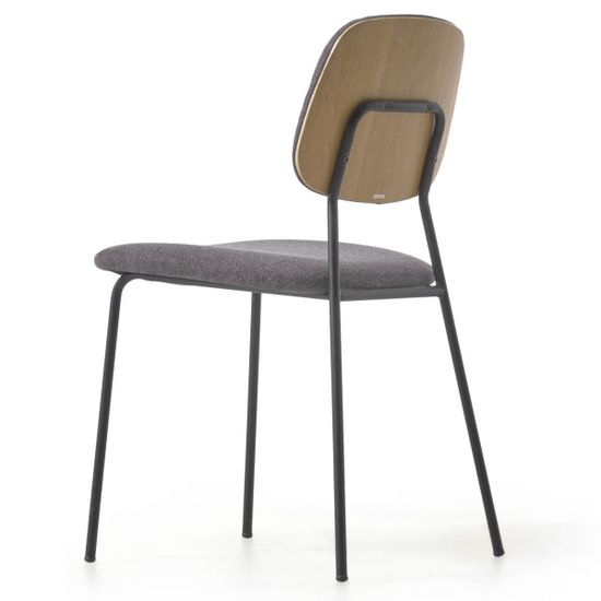 Стул Benilda темно-серый с дубовым шпоном и сталь с черной отделкой