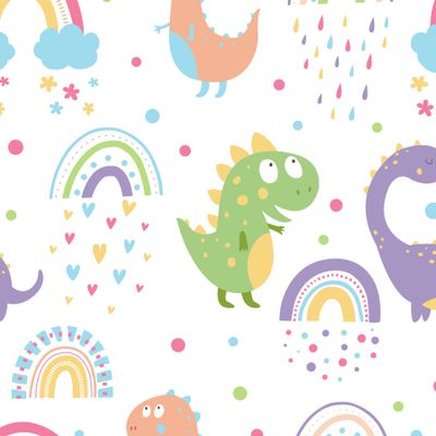Милые динозавры и радуги для детей