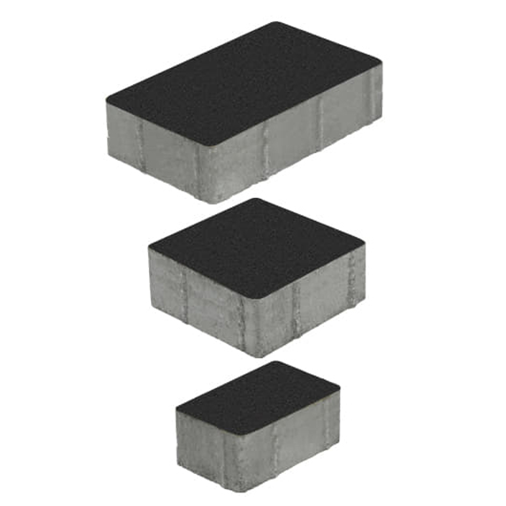 Тротуарная плитка СТАРЫЙ ГОРОД - Стандарт Черный, комплект из 3 видов плит