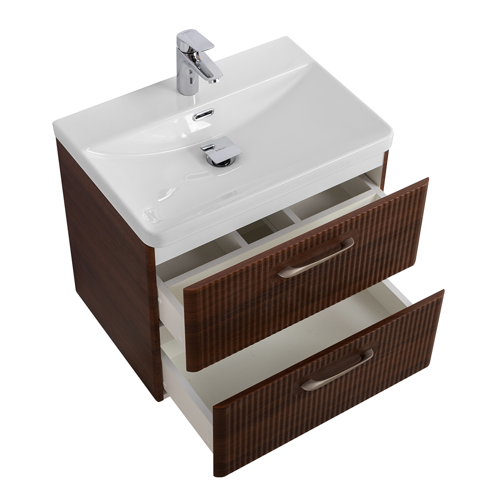 Подвесная тумба с раковиной Belbagno DUE 50 см Noce DUE-500-2C-SO-NOCE-P + BB-8076-3-50