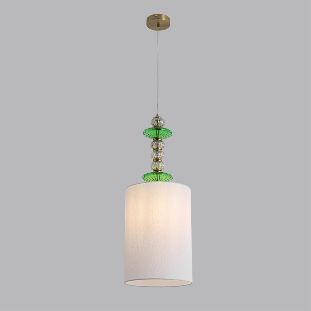 8337/1A MODERNI бронза/белый/зеленый, металл/стекло/текстиль Подвес E27 60W 220V ILMIRA