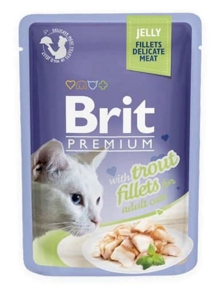 Brit Premium пауч д/кошек Кусочки из филе форели в желе 85гр