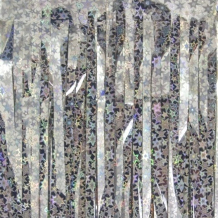 Занавес Дождик Звезды, Серебро, Голография, 60*200 см, 1 шт.