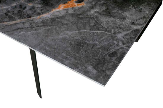 Стол "РЕЙН" 160-240, керамика Bonix Grey глянцевый, опоры черный муар