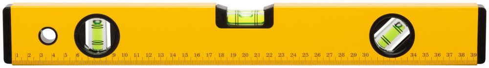 18204 Уровень "Стайл" Профи 400 мм, 3 глазка, желтый усил.корпус, фрезер. рабочая грань, шкала