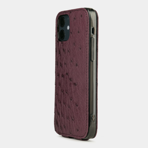 Special order: Чехол для iPhone 12/12Pro из кожи страуса, цвета баклажан