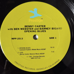 Винтажная виниловая пластинка LP Benny Carter With Ben Webster and Barney Bigard Opening Blues (USA 1981)