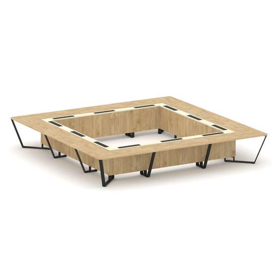 Steel Meet Стол переговорный квадратный KMK-PR.B.SP-24K Тиквуд Светлый/Ваниль Глянец/Металл Черный 4