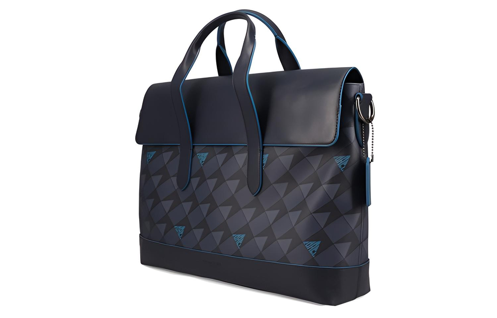 COACH Hamilton PVC With Cow Leather Briefcase, One Shoulder Handbag Large Men"s Blue