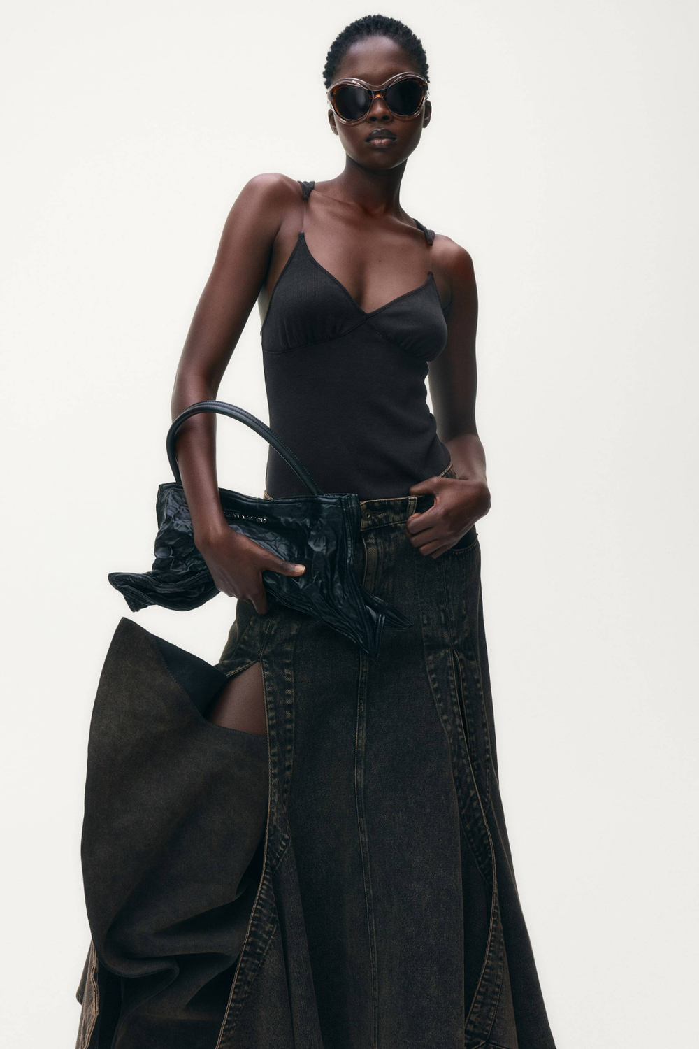 H&M - Glenn Martens Топ без рукавов в рубчик, черный